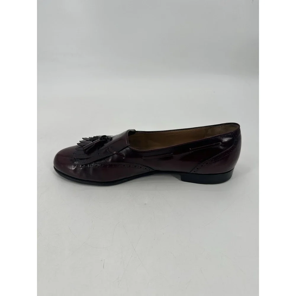 Salvatore Ferragamo Dark‎ Red Burgundy Wingtip Brogue Kiltie Tassel Loafers 10 D